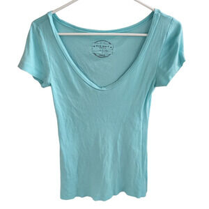 Old Navy Teal V Neck Short Sleeve Shirt - Small